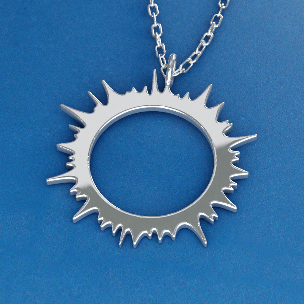 Solar eclipse corona necklace - sterling silver with diamond