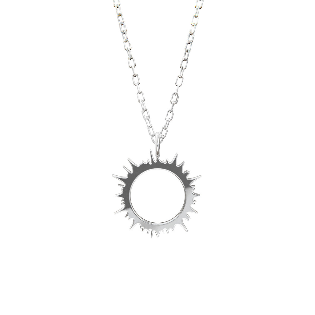 Solar eclipse corona necklace - sterling silver with diamond