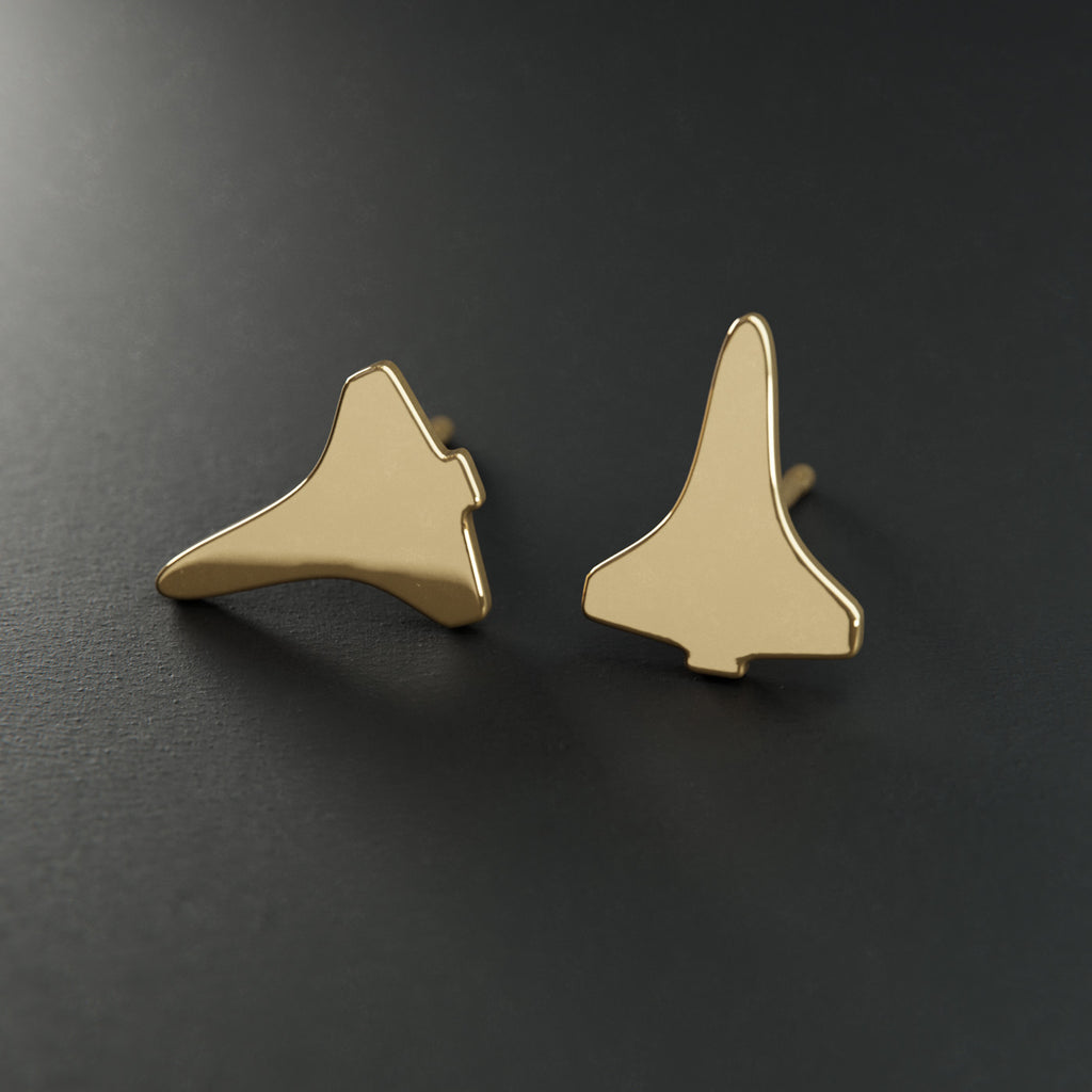 Space Shuttle stud earrings - 14K gold