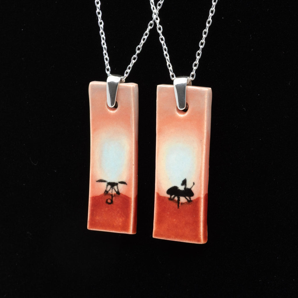 AH InSight and Viking landers ceramic necklace