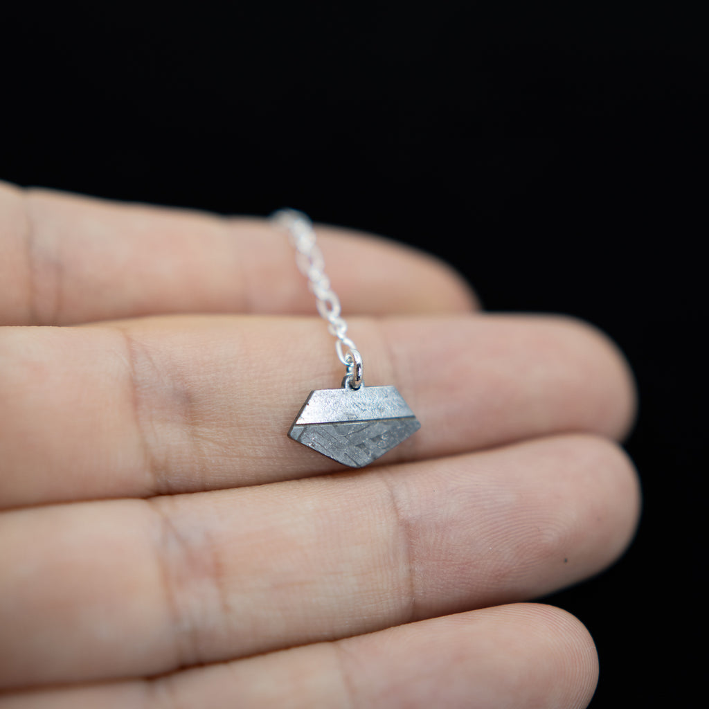 OSIRIS-REx capsule meteorite pendant necklace - brushed