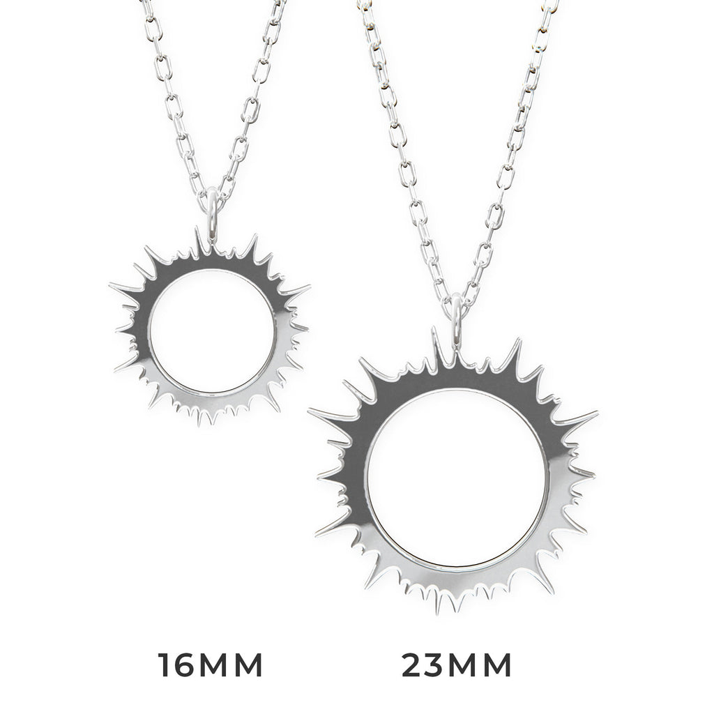 Solar eclipse corona necklace - sterling silver with diamond